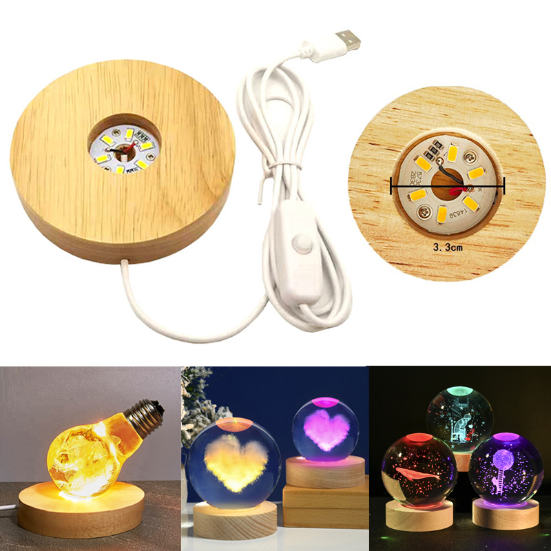 Resin Art Lamp - Resin Art Display Round Wood Colorful
