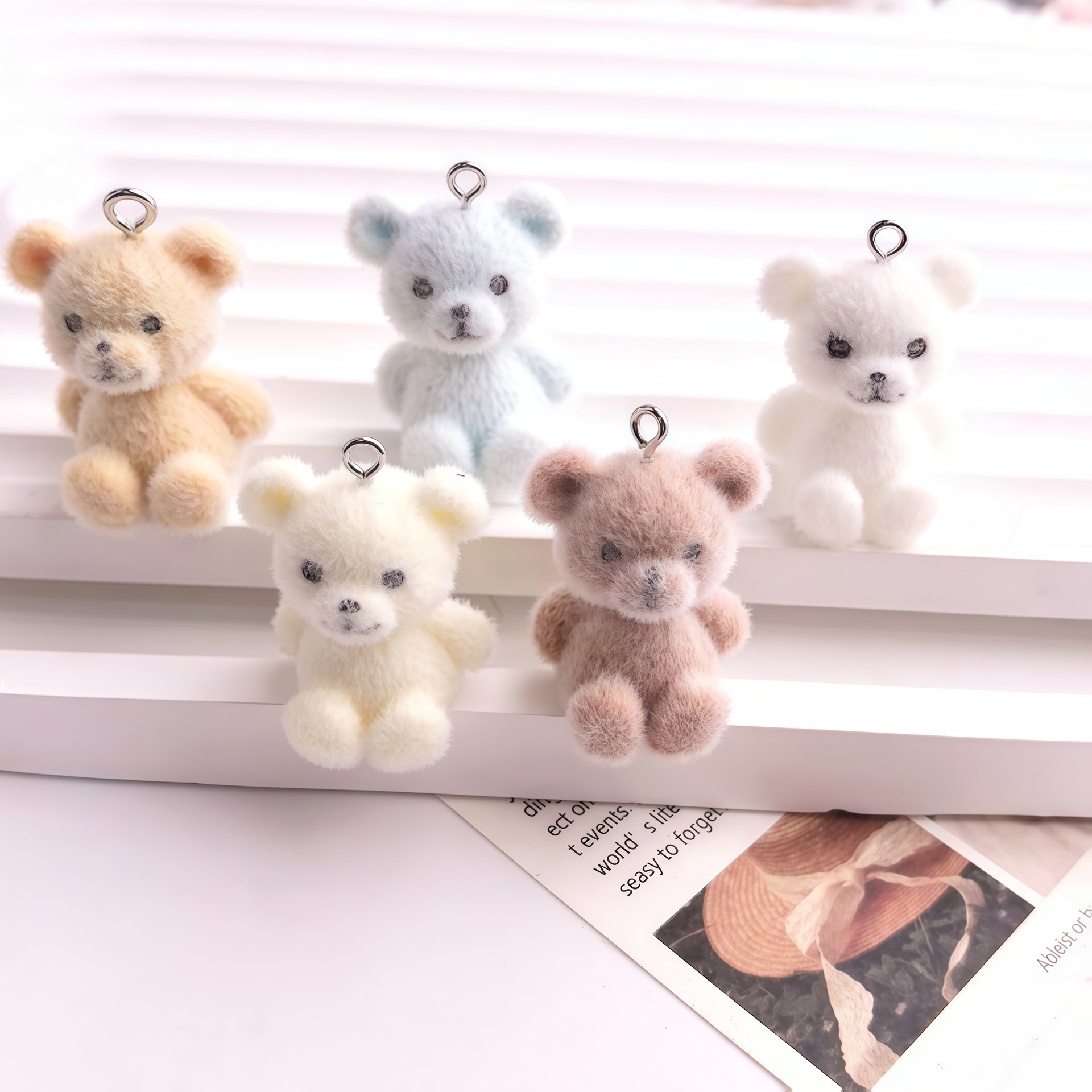 Resin Art Accessories - 5pcs 3D Flocked Bear Resin Charms