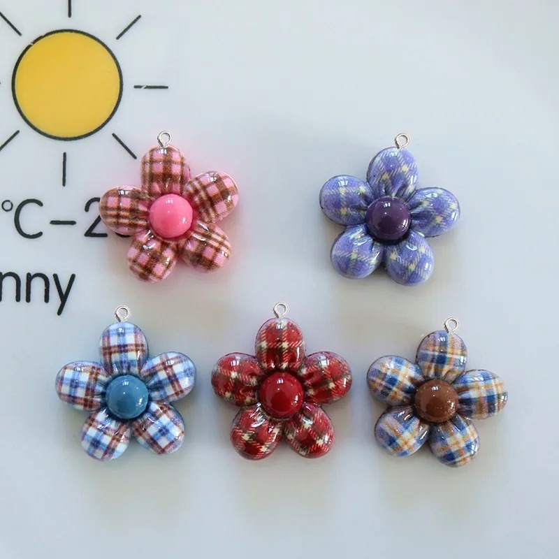 Resin Art Accessories - 10Pcs Sweet Flower Planar Resin Pendant