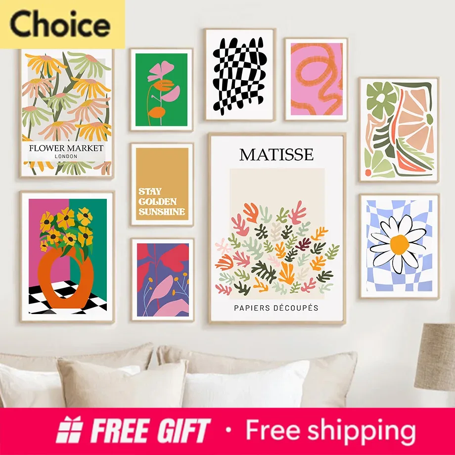Resin Art Gallery - Abstract Matisse Flower Market Lines Leaf