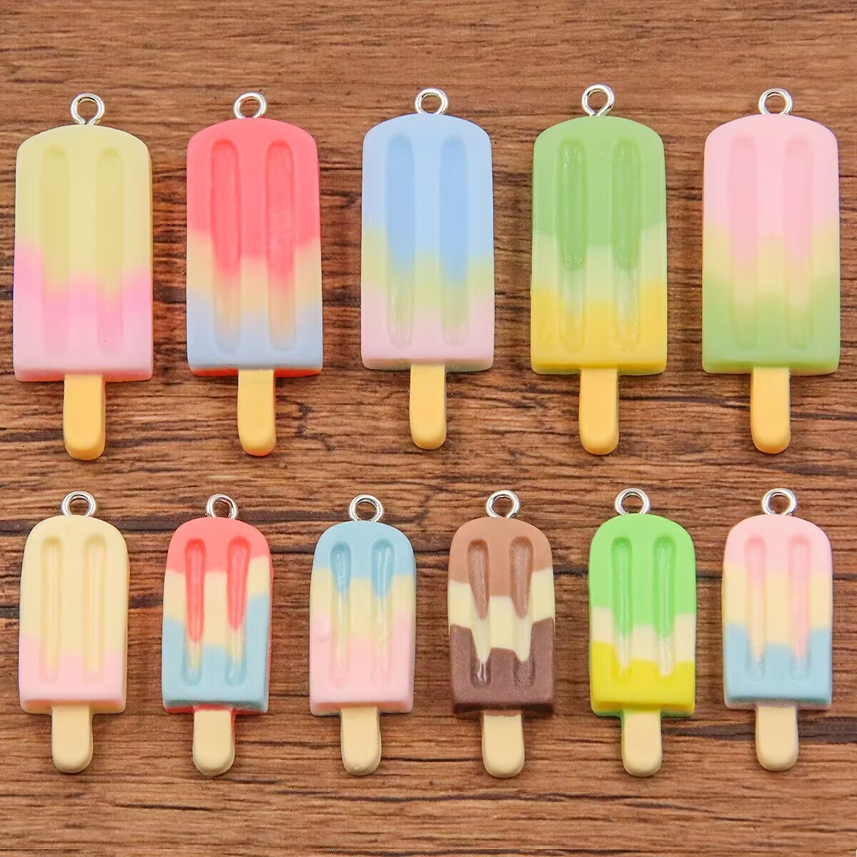 Resin Art Accessories - 6Pcs Gradient Ice Pop Resin Charms