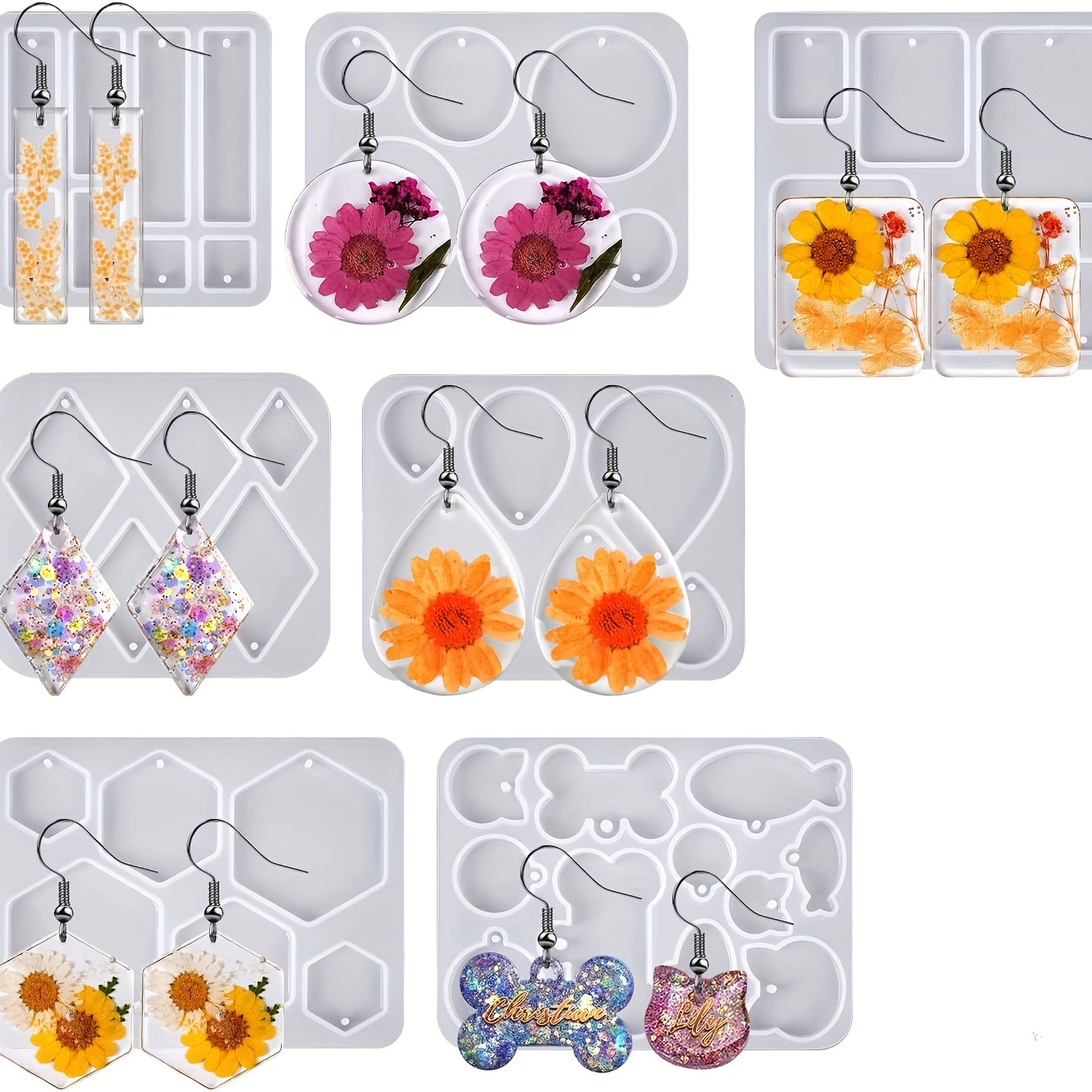 Resin Art Lamp - DIY Droplet Square Earrings Molds with