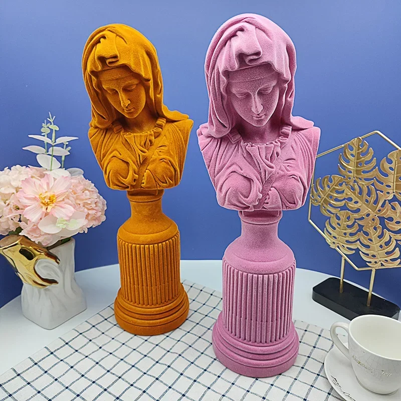 Resin Art Mary - Flocking Resin Virgin Mary Head Portraits