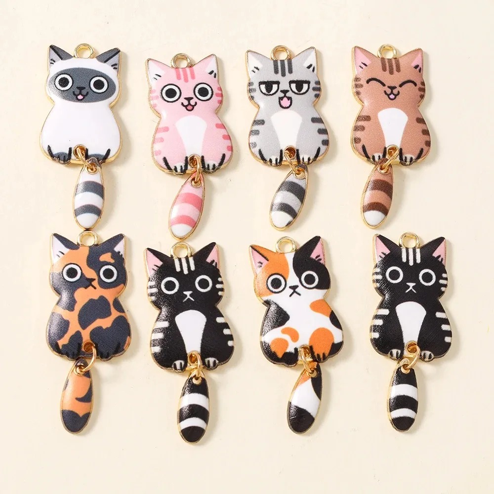 Resin Art Handmade - 10Pcs 16×39mm Cute Cartoon Cat Resin