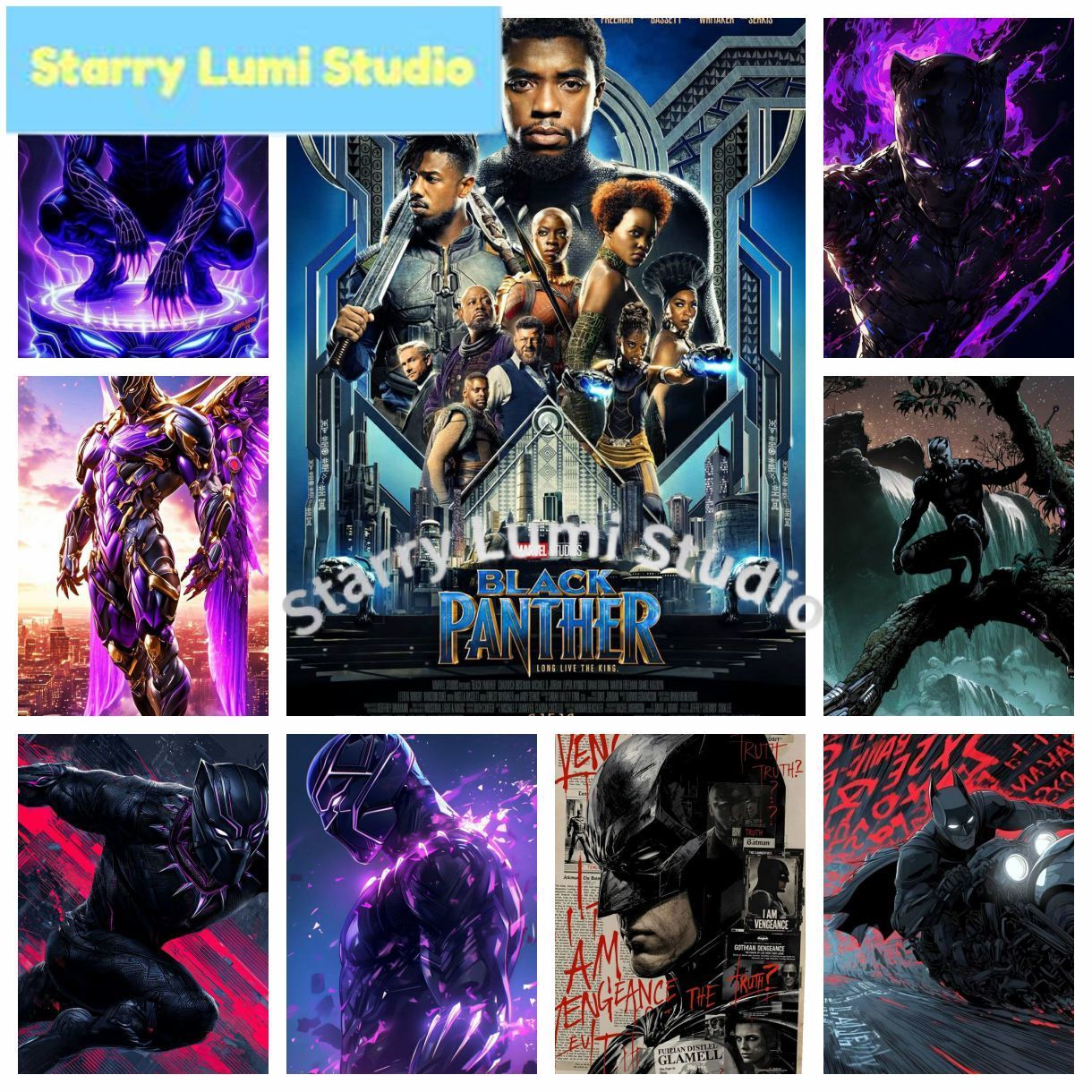 Resin Art Kit - Black Panther Shiny Bright Diamond Painting