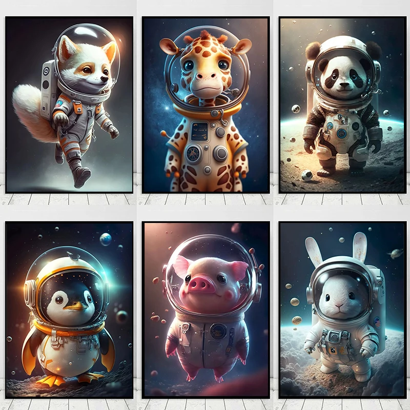 Resin Art For Kids - Cute Funny Astronaut Space Animal Portrait