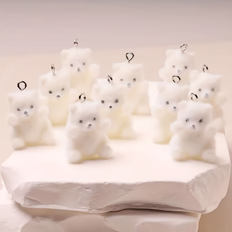 Resin Art Handmade - 6Pcs Polar Bear Resin Charms Christmas