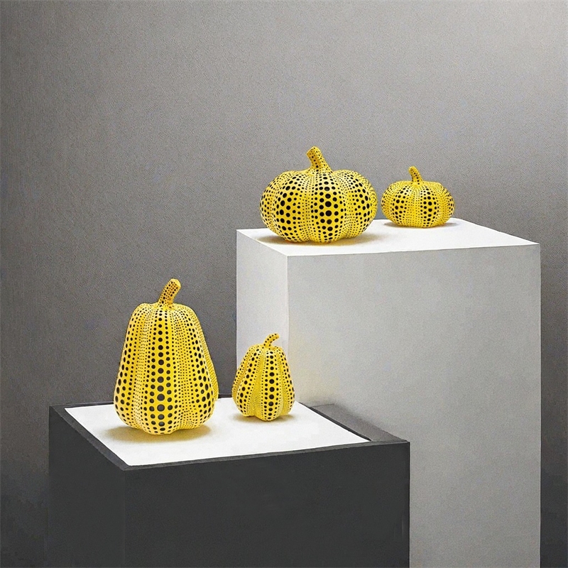 Resin Art Wedding Gift - Yellow Pumpkin Resin Pigeon Owl Statue