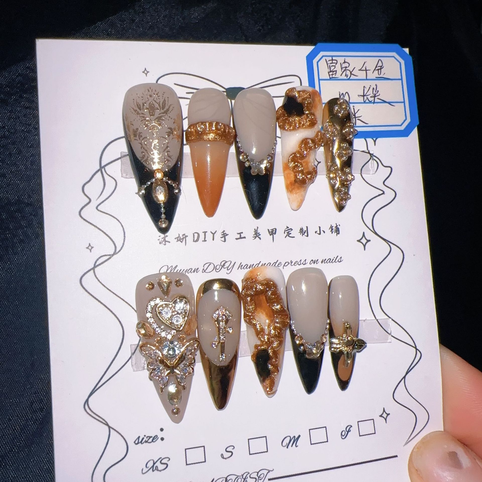 Resin Art Accessories - Luxury Rich Lady Press On Nails
