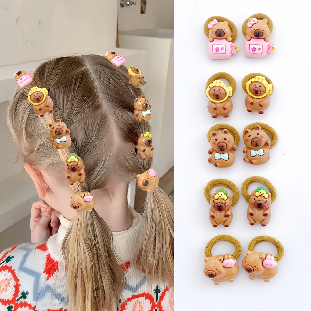 Resin Art For Kids - 10Pcs Cute Capybara Hair Ties for
