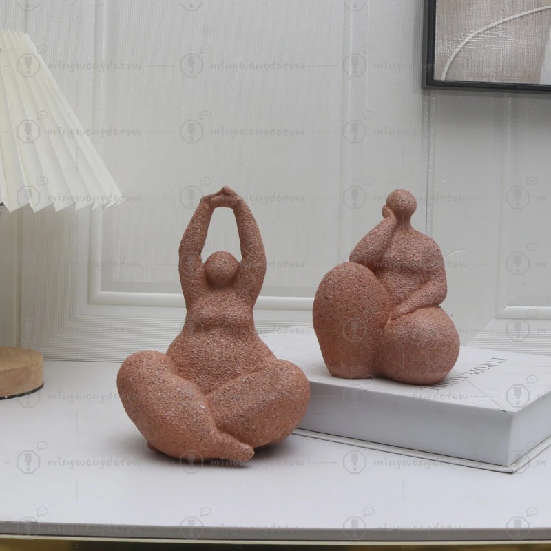 Resin Art Handmade - 1pc, Sandstone Resin Chubby Woman Statue
