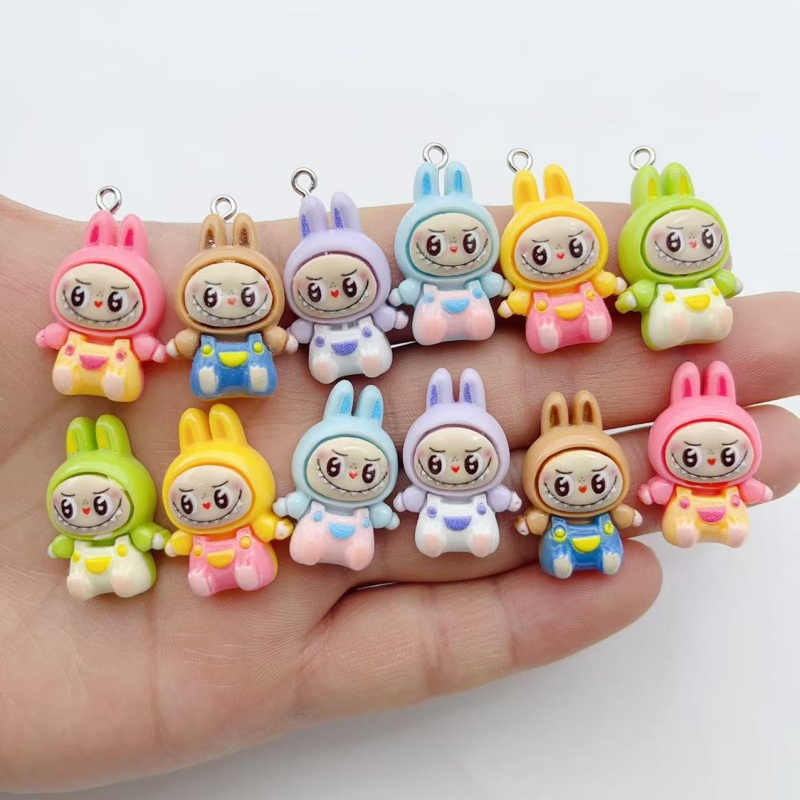 Resin Art Handmade - 10Pcs Kawaii Rabbit Strawberry House Resin