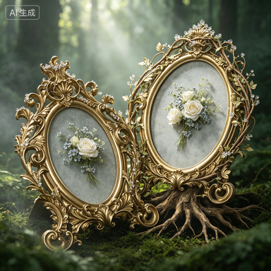 Resin Art Wedding Gift - Retro Gold Oval Resin Photo Frame
