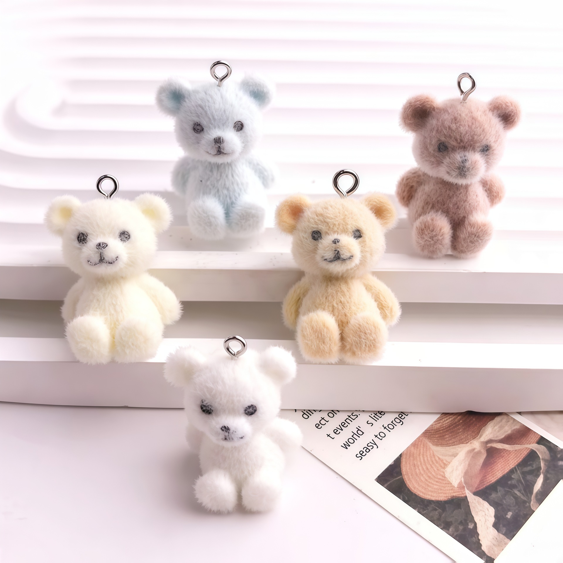 5pcs 3D Flocked Bear Resin Cha - огляд і ціна Resin Art Accessories