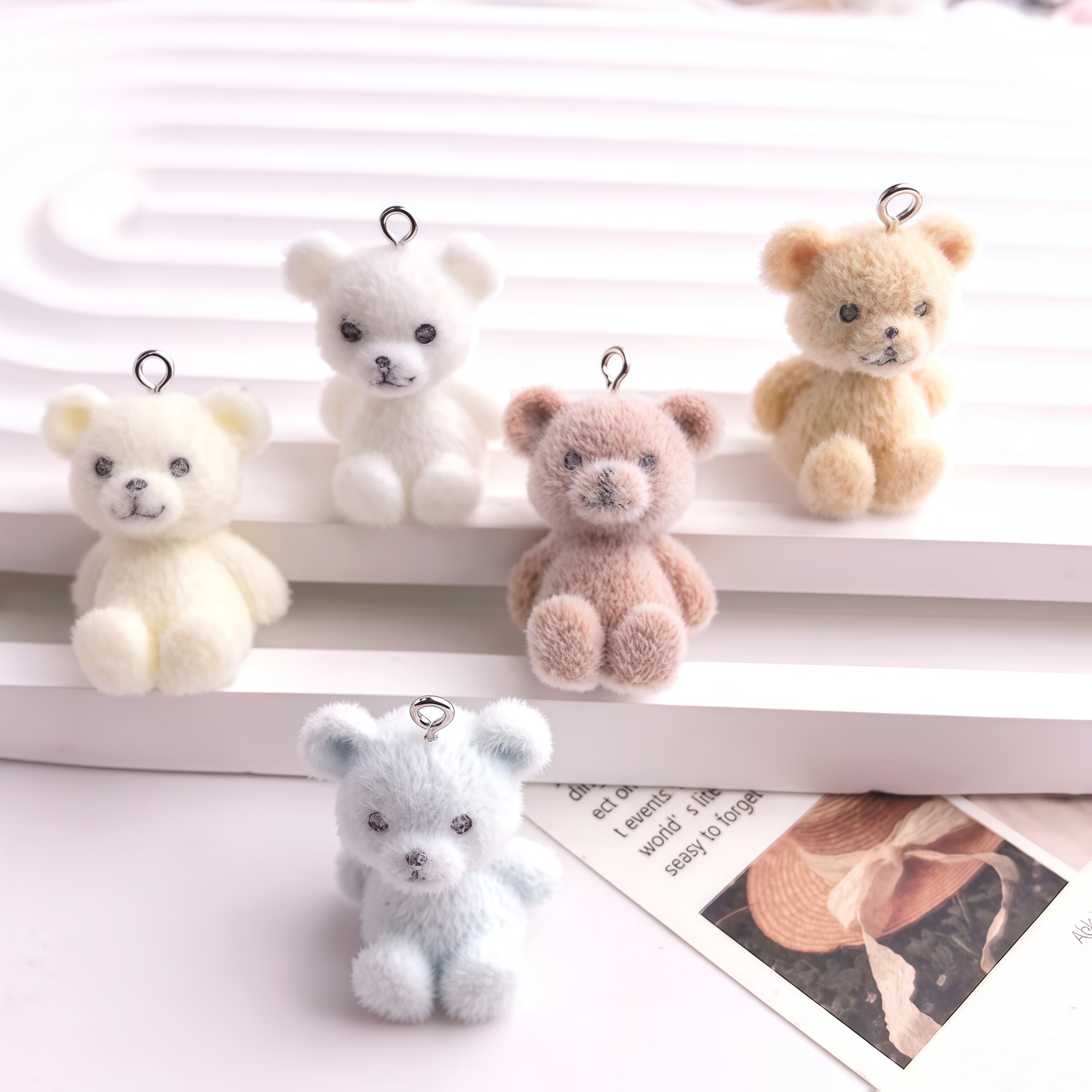 5pcs 3D Flocked Bear Resin Cha - огляд і ціна Resin Art Accessories