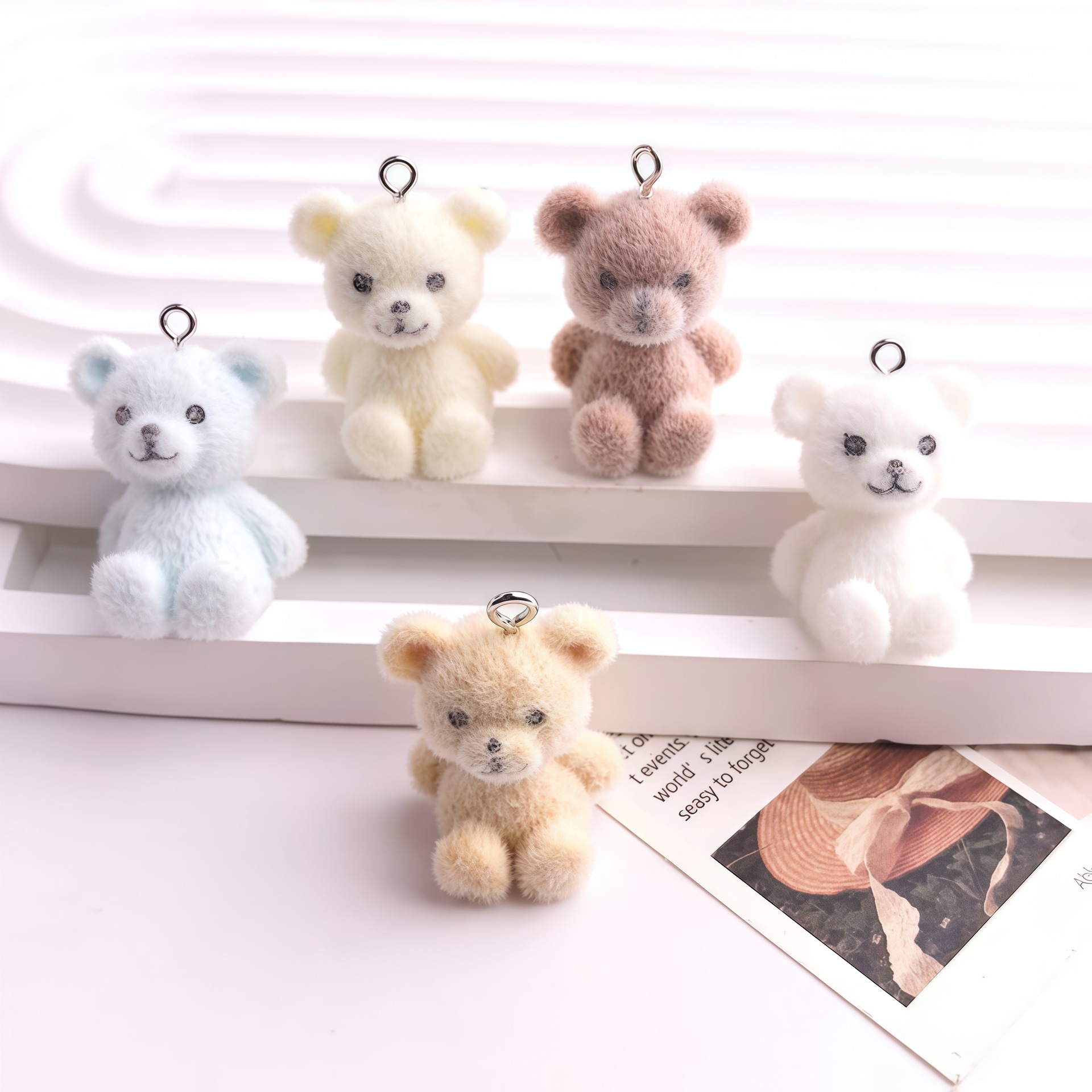 5pcs 3D Flocked Bear Resin Cha - огляд і ціна Resin Art Accessories