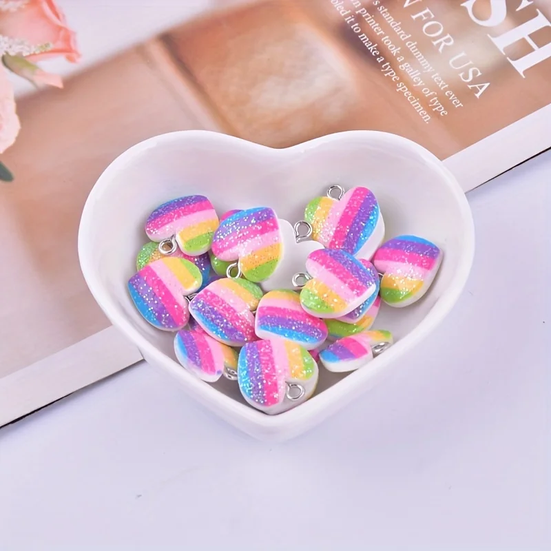 10Pcs Colorful Heart Resin Cha - огляд і ціна Resin Art Handmade