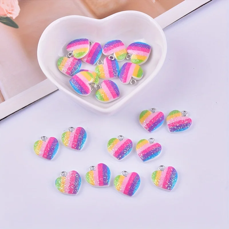 10Pcs Colorful Heart Resin Cha - огляд і ціна Resin Art Handmade