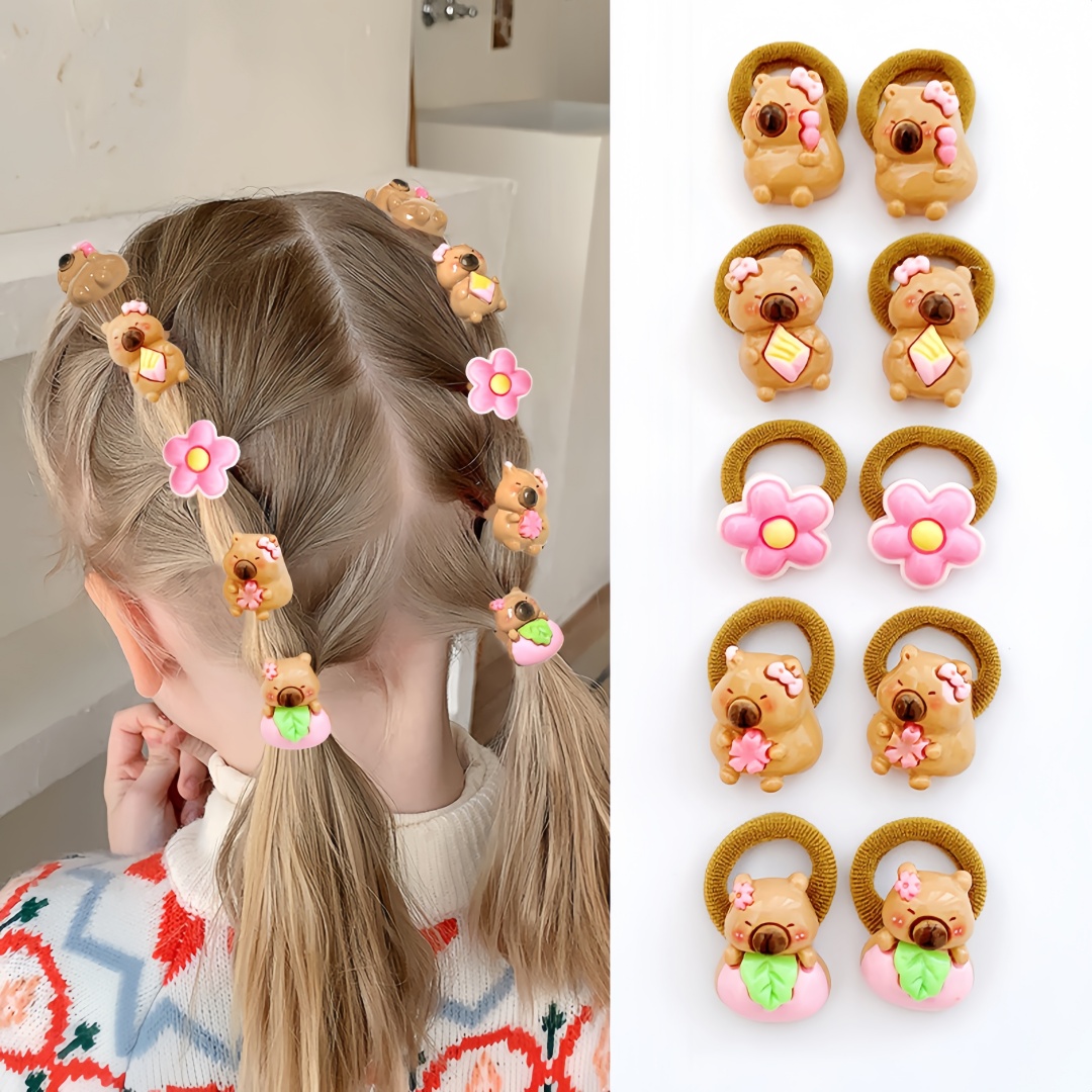 10Pcs Cute Capybara Hair Ties  - огляд і ціна Resin Art For Kids