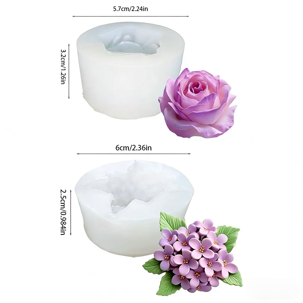 2-Piece 3D Rose and Lilac Sili - огляд і ціна Resin Art For Rose