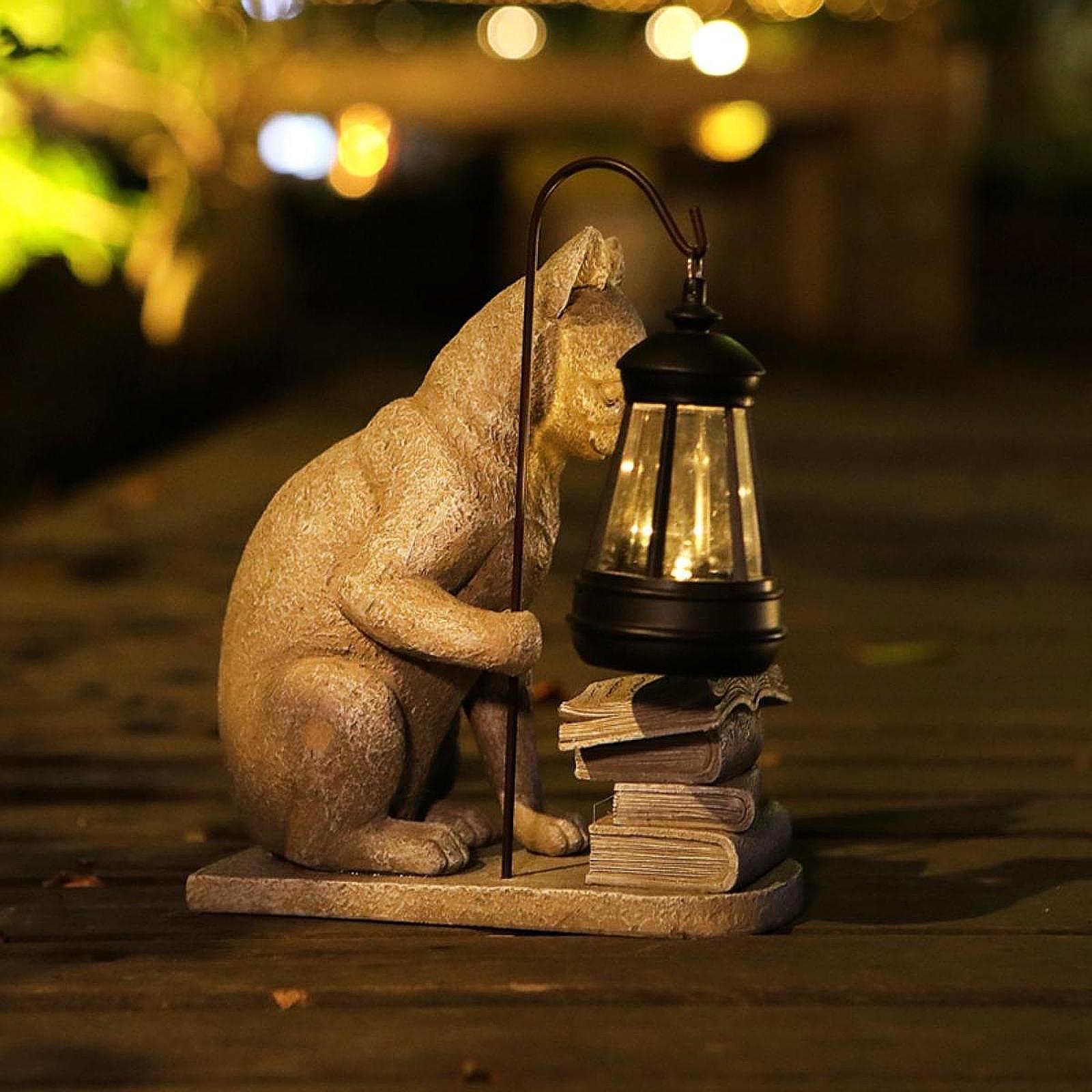Cat Solar Garden Mini Statue S - огляд і ціна Resin Art Lamp