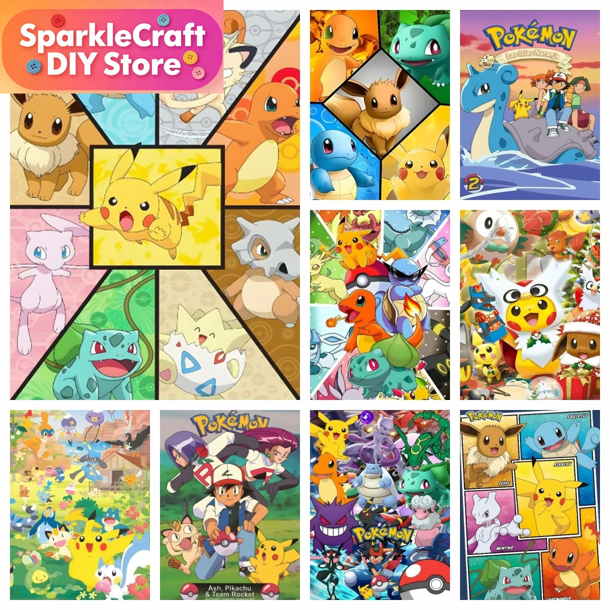 1pc frameless Cartoon Pokemon  - огляд і ціна Resin Art Sticker